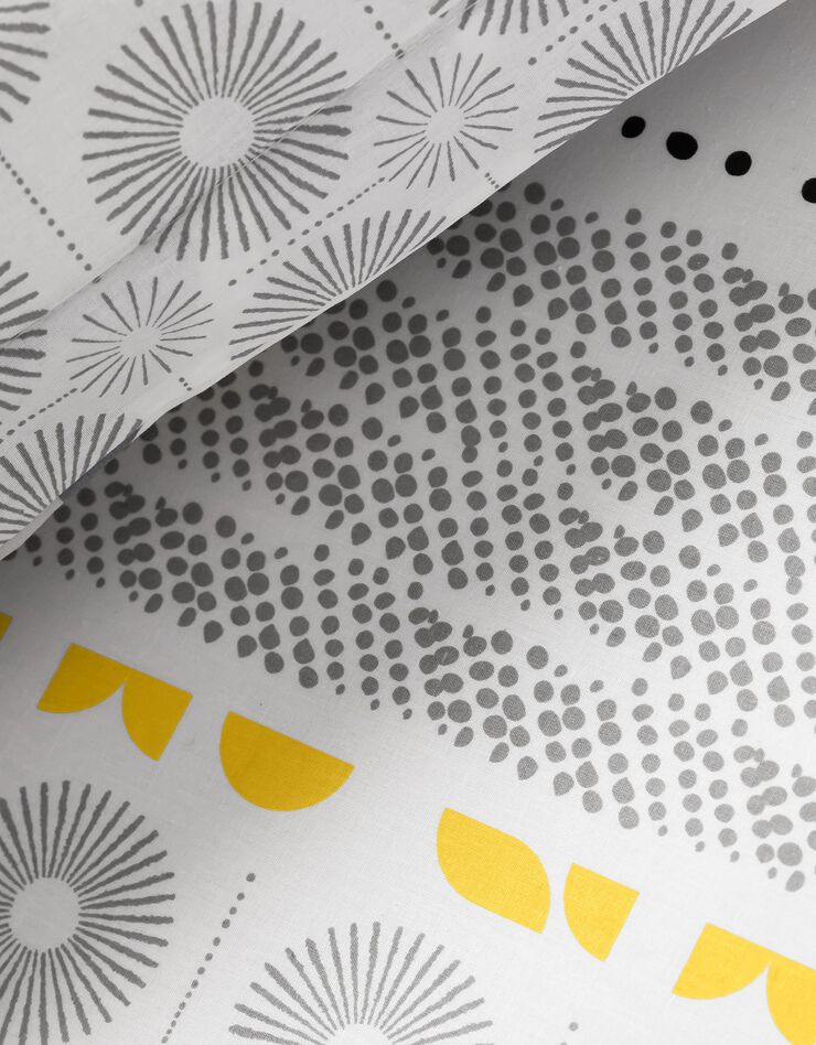Linge de lit enfant Delirium - coton imprimé géométrique (gris / jaune)