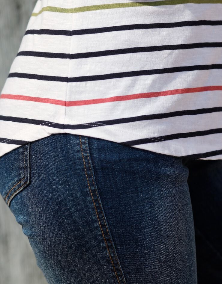 Tee-shirt marinière, manches 3/4 (blanc / multicolore)