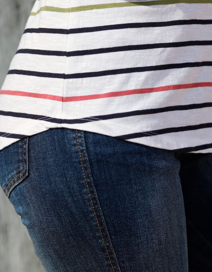 Tee-shirt marinière, manches 3/4 (blanc / multicolore) Tee-shirt marinière, manches 3/4 (blanc / multicolore)