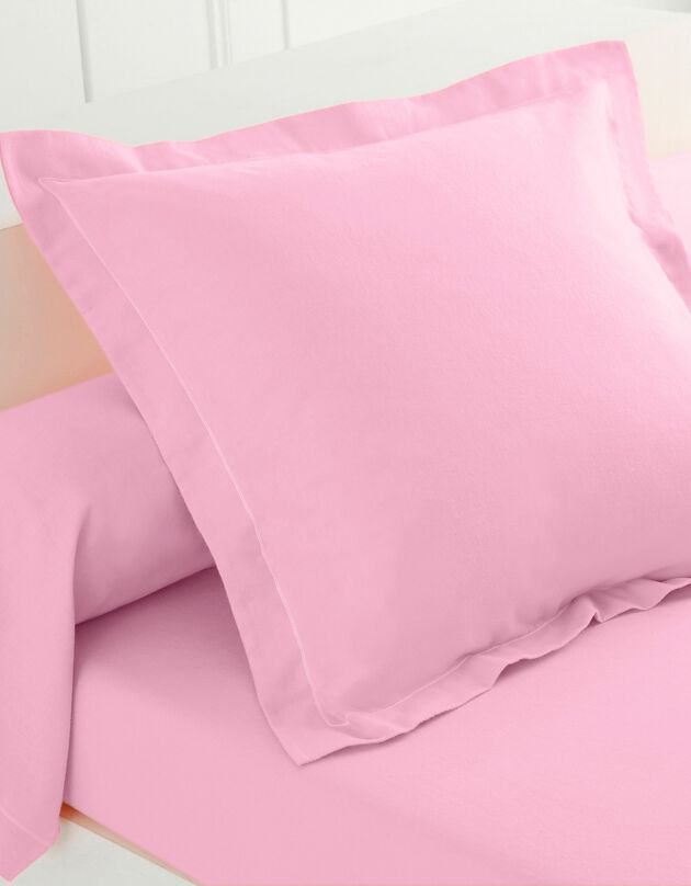 Linge de lit uni flanelle  (rose)