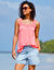 Débardeur macramé, coton-viscose (rose corail)
