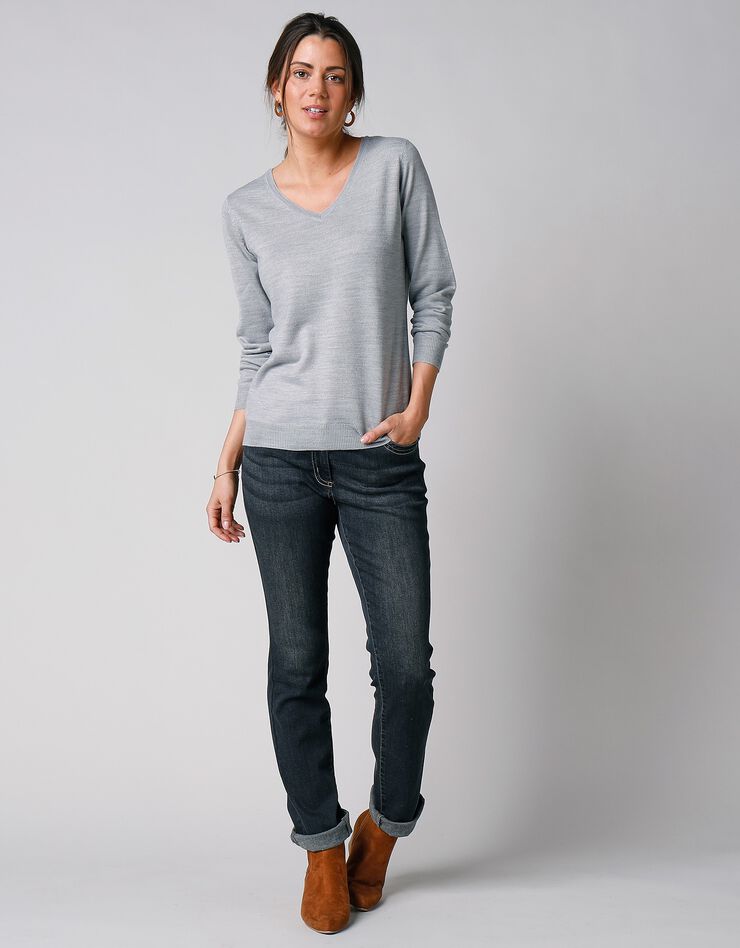 Pull col V toucher cachemire (gris chiné) Pull col V toucher cachemire (gris chiné)