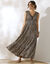 Robe longue imprimée, sans manches (taupe / noir)