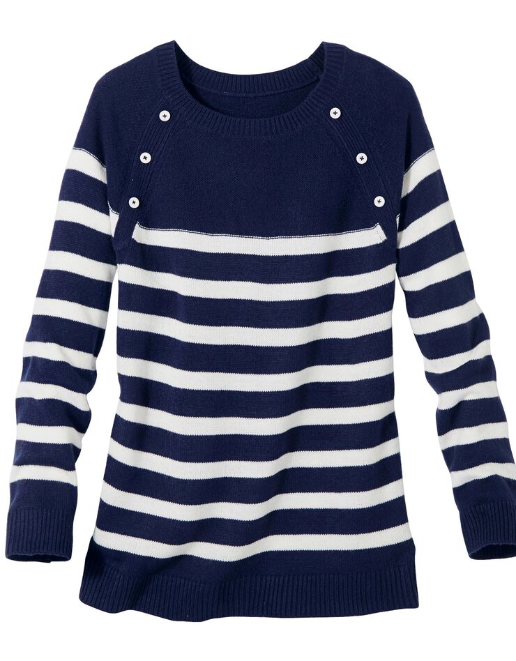 Pull marinière manches longues rayé (marine / écru) Pull marinière manches longues rayé (marine / écru)