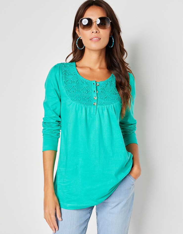Tee-shirt macramé manches longues (vert) Tee-shirt macramé manches longues (vert)