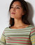 T-shirt marinière rayé manches 3/4 (kaki / multicolore)