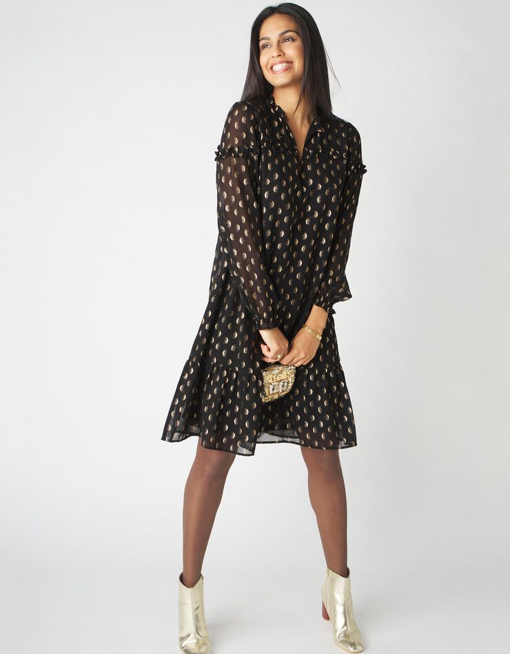 Robe en voile imprimé doré (noir / doré)