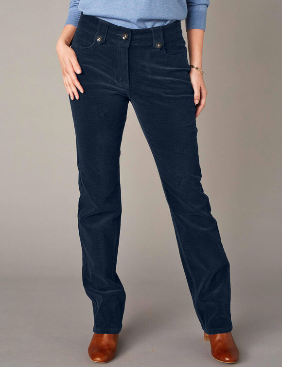 Pantalon droit, velours côtelé (marine)