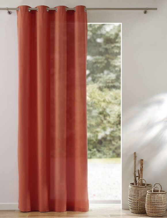 Rideau bachette uni tamisant oeillets (terracotta)