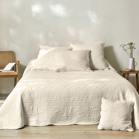 Couvre-lit uni style boutis Cassandre  (écru)