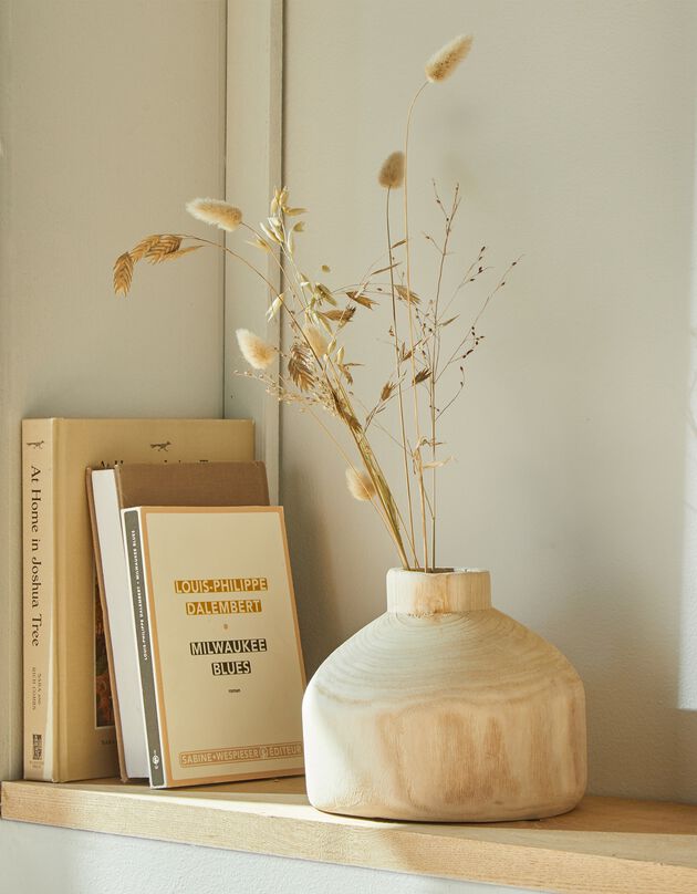 Grand vase en bois brut forme bonbonne - hauteur 15 cm (bois)