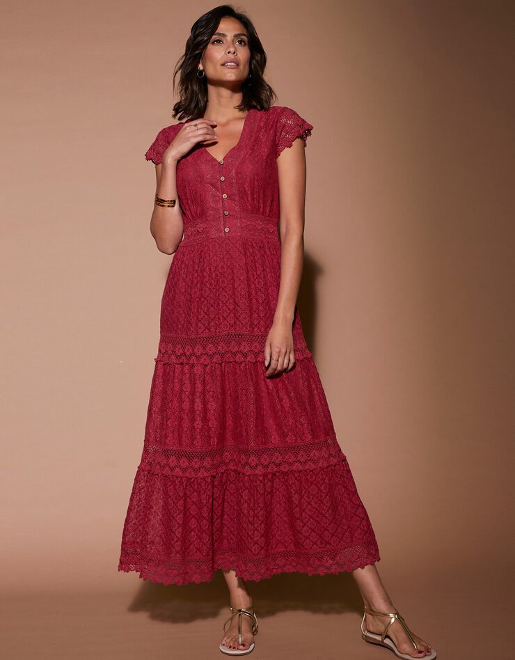 Robe longue dentelle macramé (paprika) Robe longue dentelle macramé (paprika)