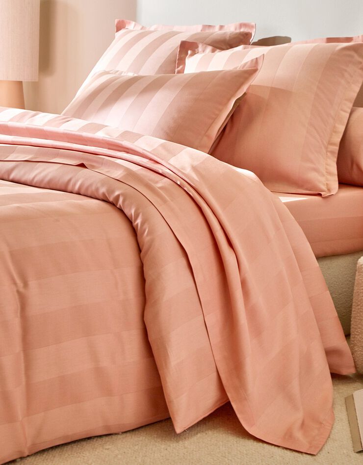 Linge de lit satin rayé (rose blush)