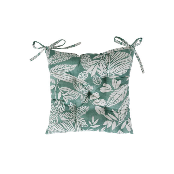 Galette de chaise carr&eacute;e imprim&eacute;e - lot de 2 (vert amande)