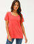 T-shirt uni col rond, coton biologique(**) (corail)