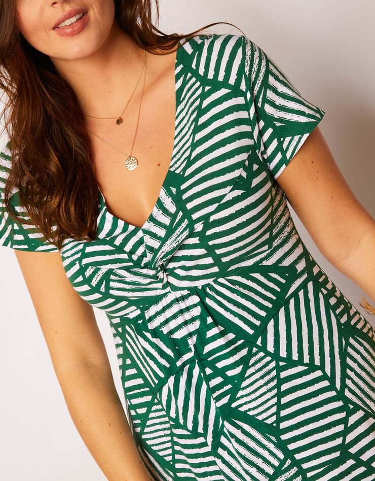 Robe courte imprimée manches courtes (vert / blanc) Robe courte imprimée manches courtes (vert / blanc)