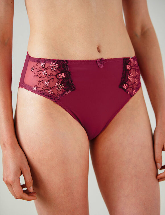 Culotte microfibre tulle brod&eacute; Caminata (cerise)