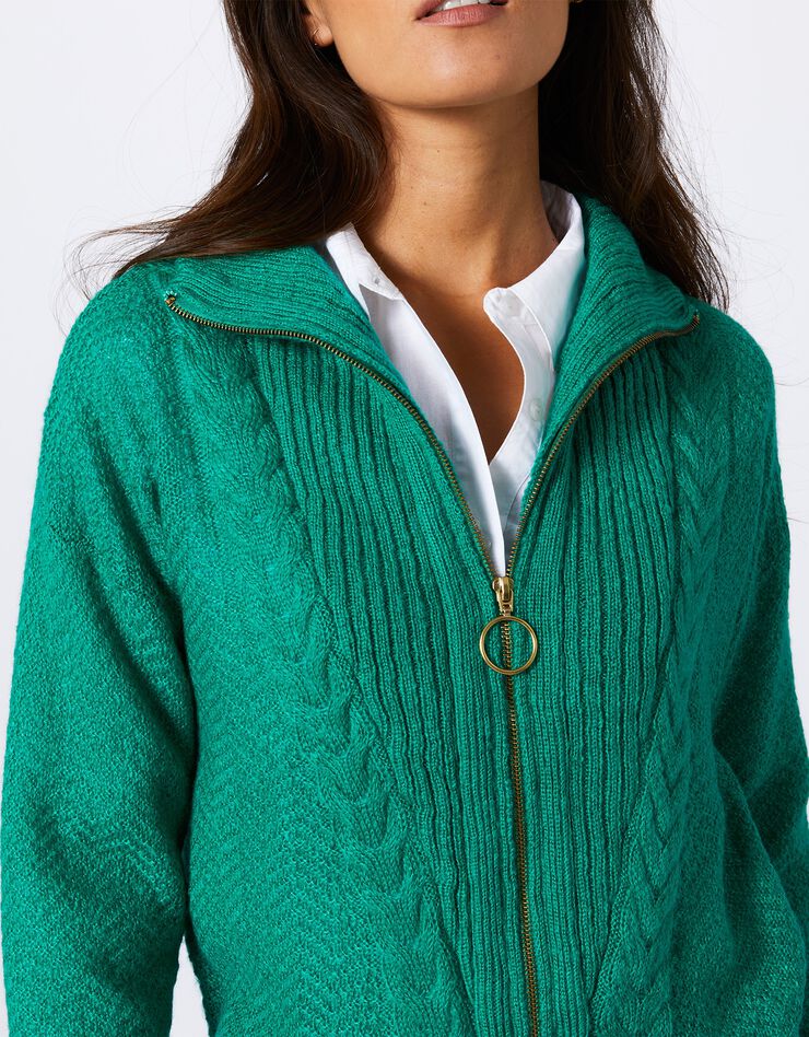 Gilet camionneur zippé maille torsadée (vert) Gilet camionneur zippé maille torsadée (vert)