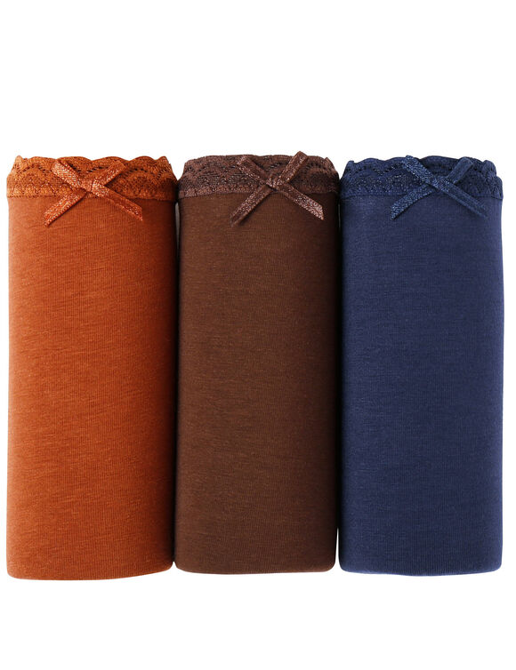 Culotte coton stretch forme midi - lot de 3 (caramel + chocolat + marine)