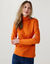 Sous-pull col roul&eacute; en maille c&ocirc;tel&eacute;e, uni (orange)