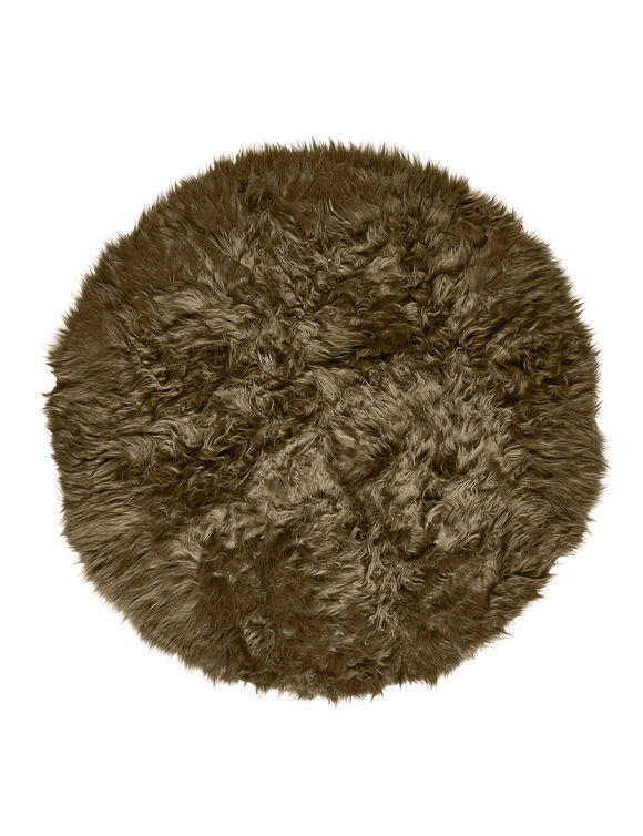 Tapis rond poils longs (taupe)