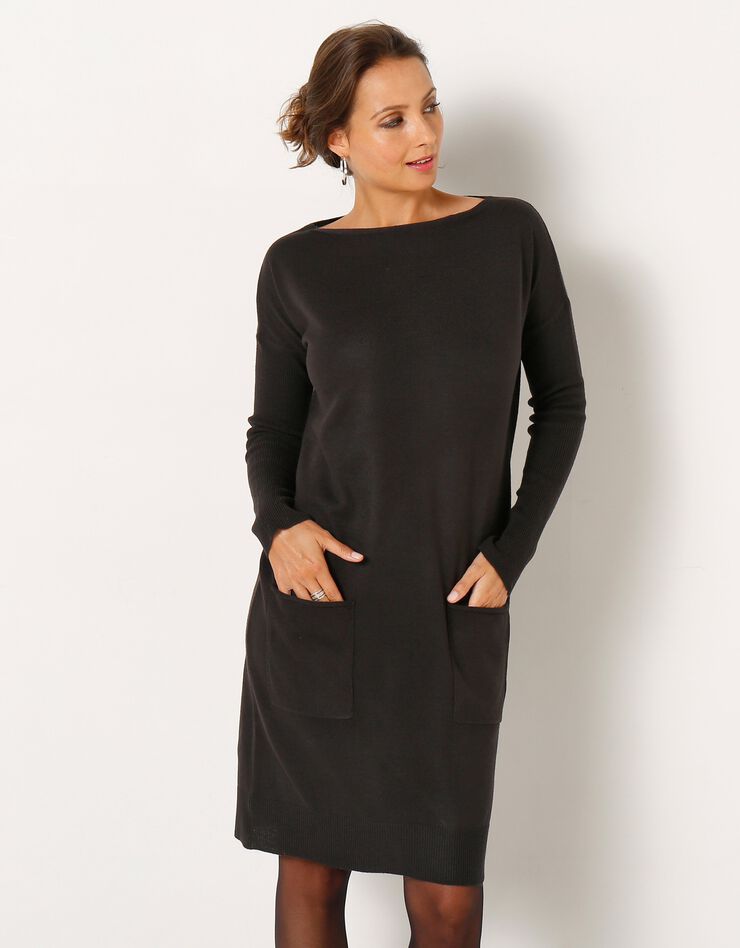 Robe pull à poches (noir) Robe pull à poches (noir)