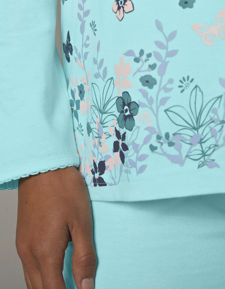 Tee-shirt base imprimée bucolique - manches longues (aqua)