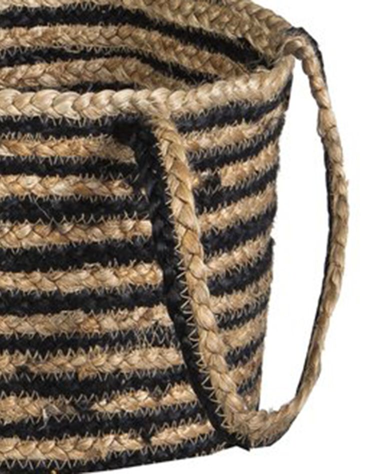 Panier de rangement Zebu en jute rayé noir/naturel (naturel/noir)