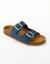 Mules jean talon plat double bride (bleu jean)