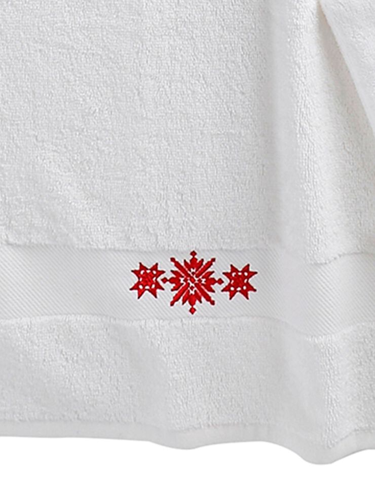 Éponge coton liteau brodé flocons de neige - 420g/m² (blanc)