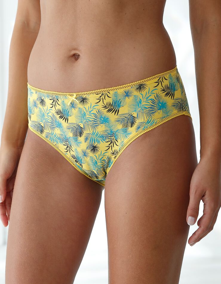 Culotte coton forme midi imprimé motif "Ara" assortis – Lot de 4 - (émeraude / jaune) Culotte coton forme midi imprimé motif "Ara" assortis – Lot de 4 - (émeraude / jaune)
