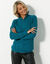 Pull col camionneur zippé maille anglasie (bleu pétrole)