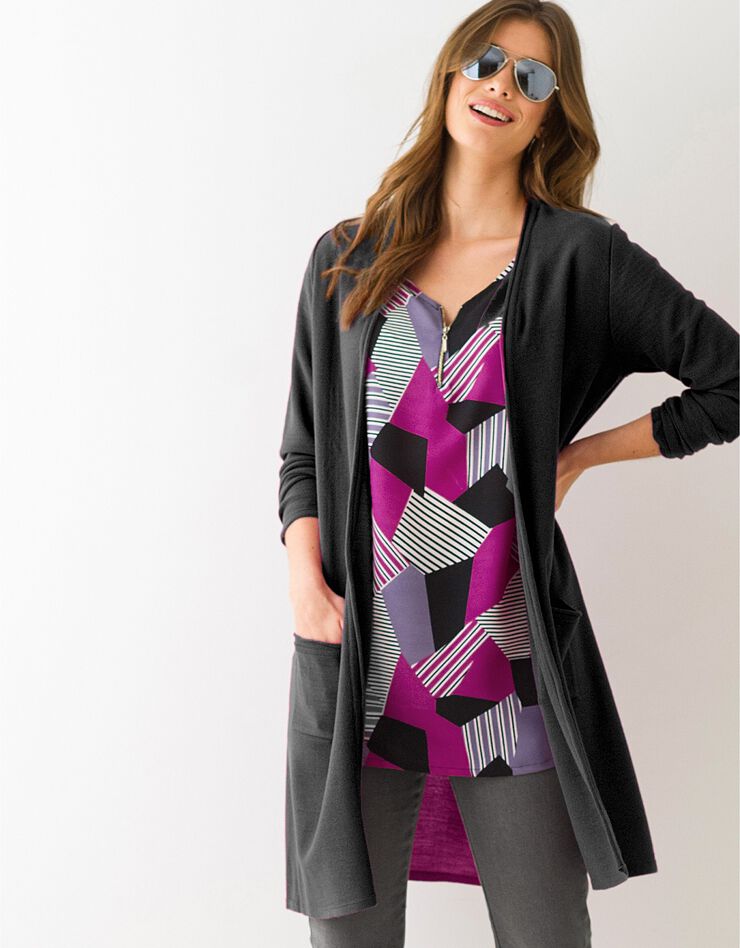 Long gilet toucher cachemire (noir) Long gilet toucher cachemire (noir)