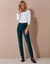 Pantalon droit, maille velours côtelé (vert foncé)