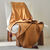 Plaid uni coton textur&eacute; (caramel)