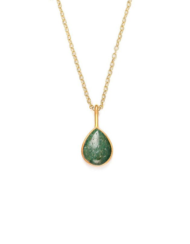 Collier pendentif Aventurine et chaîne dorée or fin (unique)