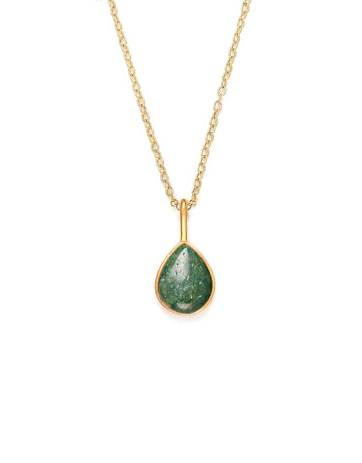 Collier pendentif Aventurine et chaîne dorée or fin (unique)