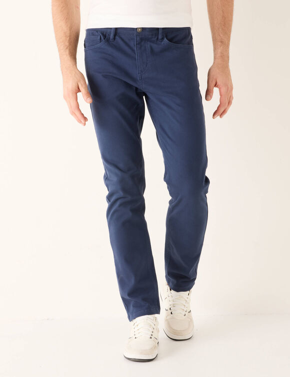 Pantalon droit 5 poches ceinture &eacute;lastiqu&eacute;e invisible - L32 (marine)