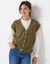 Gilet boutonné sans manches, maille anglaise (bronze)