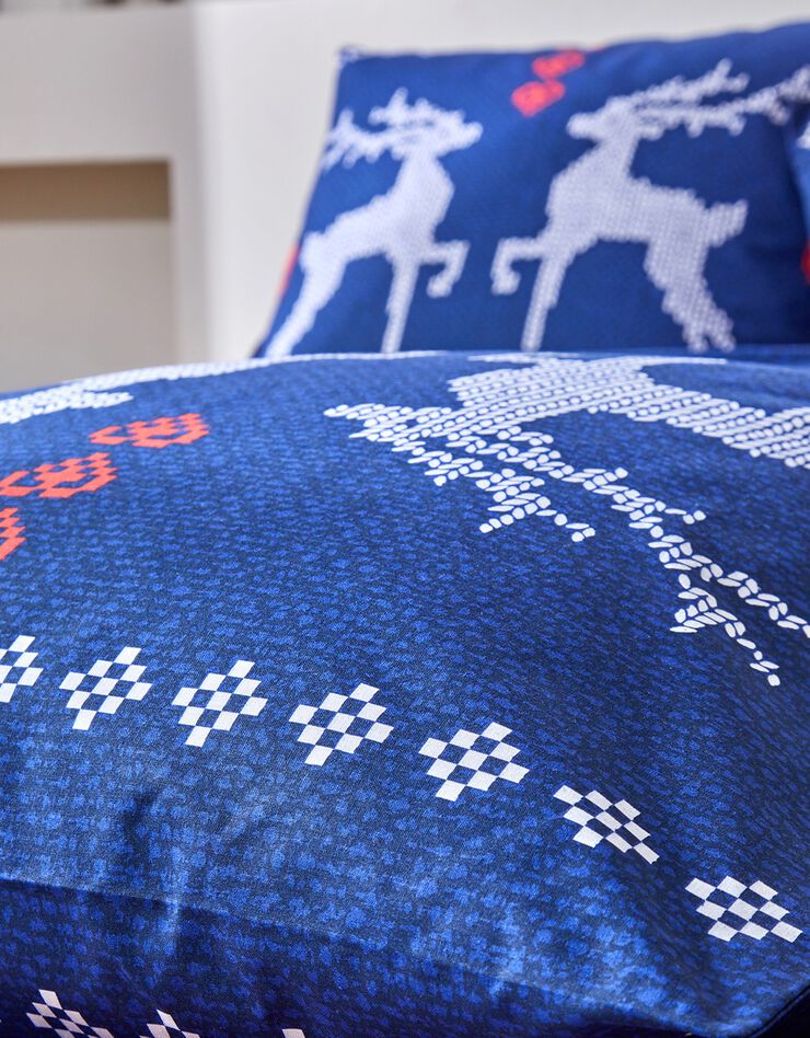 Linge de lit Cerfy en coton (marine)