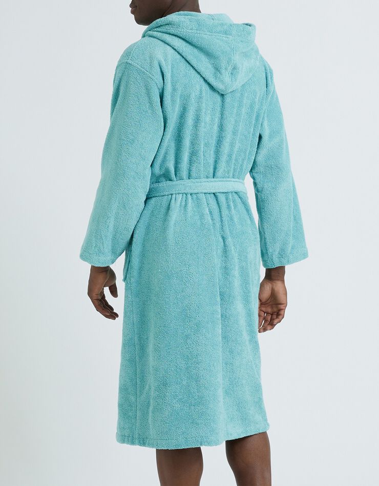 Peignoir mixte adulte col capuche éponge bouclette (vert d'eau)