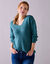 Pull col V, maille anglaise toucher doux (vert sauge)