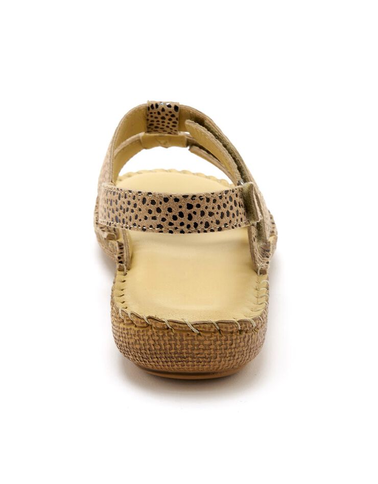 Sandales scratchées en cuir texturé (beige) Sandales scratchées en cuir texturé (beige)