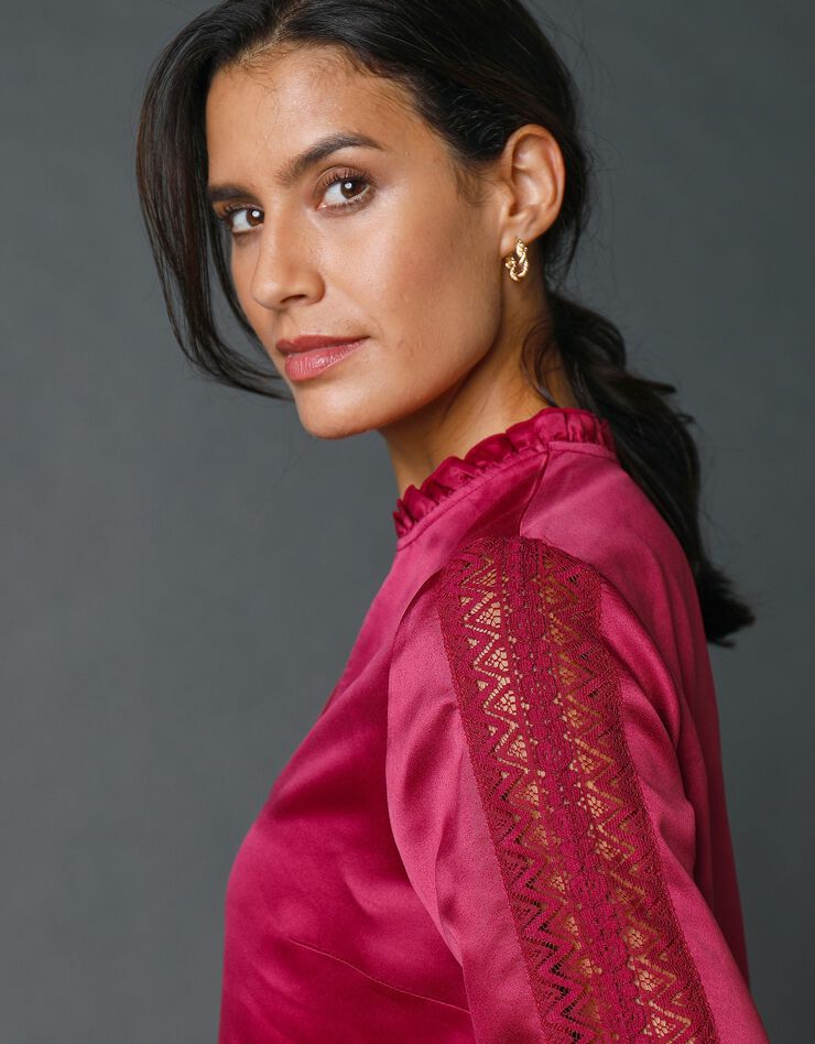 Blouse satinée manches longues (violine) Blouse satinée manches longues (violine)