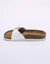 Sandales plates cuir à boucle réglable  (blanc)