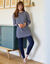 Pyjama molleton rayé avec legging  (marine / écru)