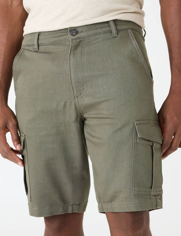 Bermuda cargo en serg&eacute; ultra stretch (kaki)