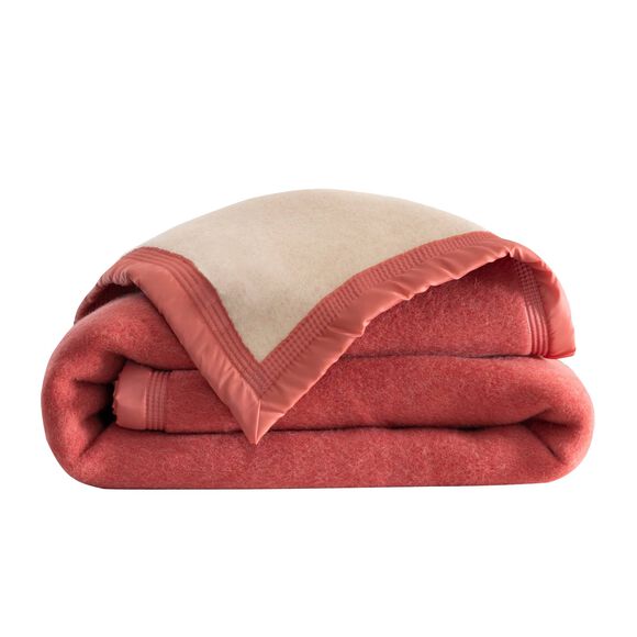 Couverture bicolore pure laine 800 g/m² (bois de rose)