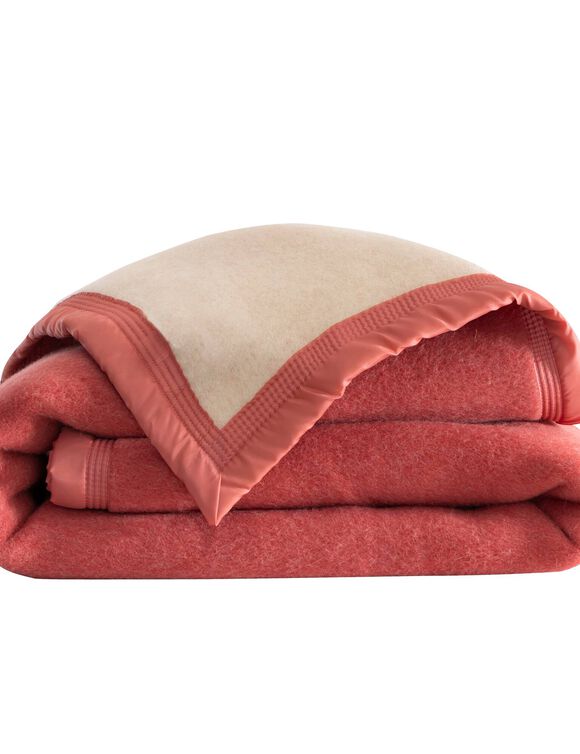 Couverture bicolore pure laine 800 g/m² (bois de rose)