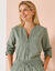 Chemise unie, mélange coton-lin (vert grisé)